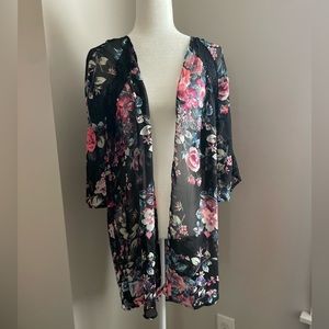 Express black floral and lace kimono/wrap